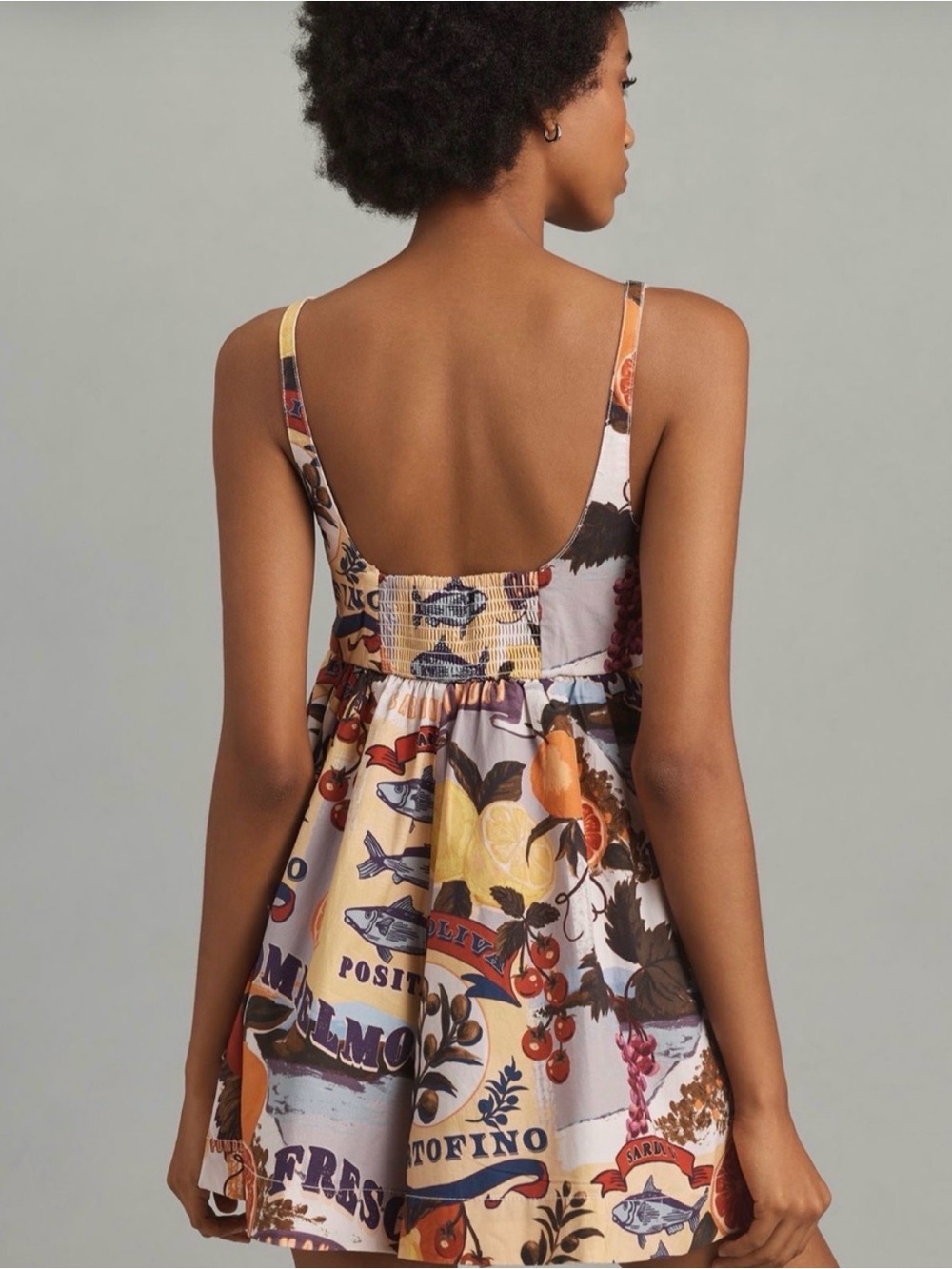 House of Harlow 1960 Fruit-Print Chemise in Cream, Red, Yellow - Picture 3 of 5